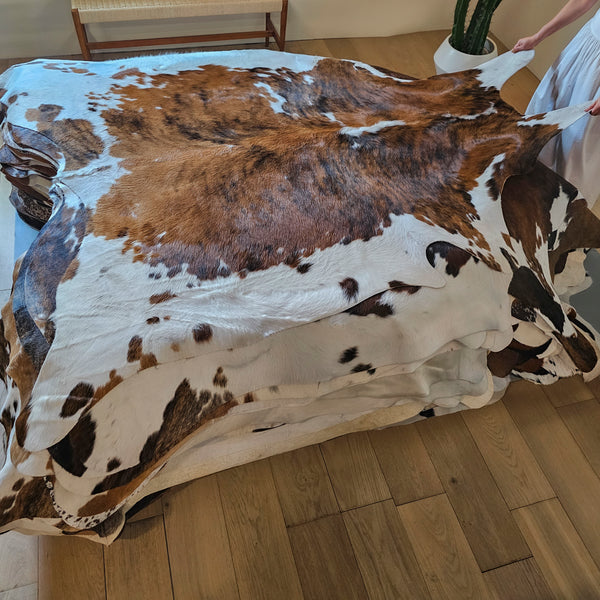 Tricolor Cowhide Rug Size 7'6" L x 6'4" W 7964