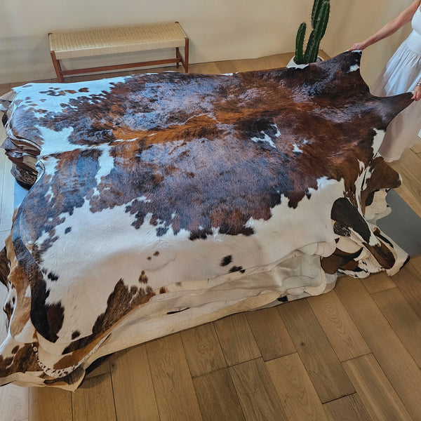 Tricolor Cowhide Rug Size 8' L x 7'3" W 7965