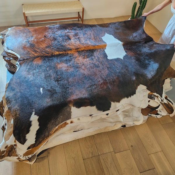 Tricolor Cowhide Rug Size 7'5" L x 7'5" W 7966