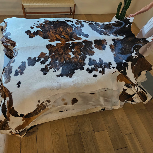 Tricolor Cowhide Rug Size 7'6" L x 6'9" W 7971