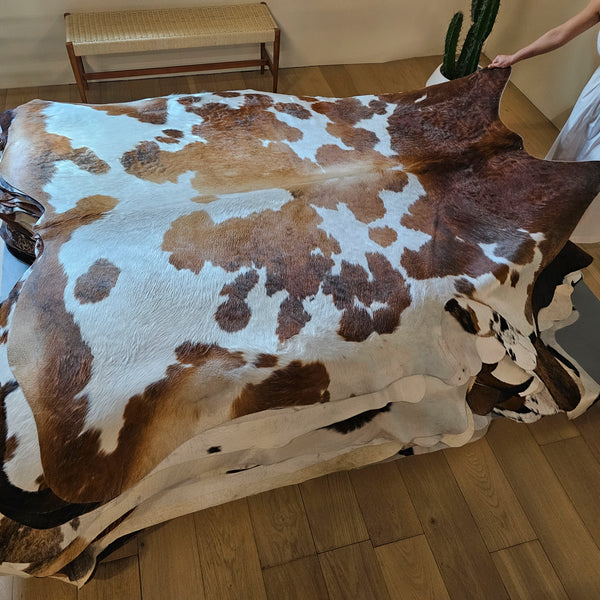 Tricolor Cowhide Rug Size 7'9" L x 6'11" W 7977