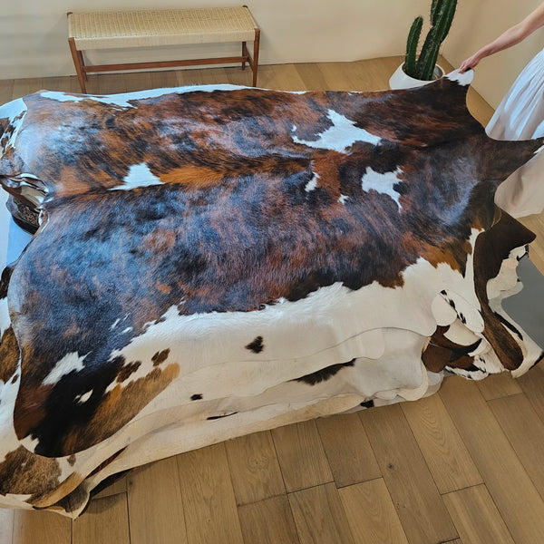 Tricolor Cowhide Rug Size 7'2" L x 6'8" W 7982