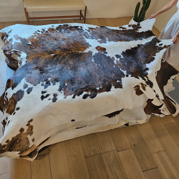 Tricolor Cowhide Rug Size 7'7" L x 7' W 7983