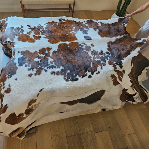 Tricolor Cowhide Rug Size 8'1" L x 7'5" W 7984