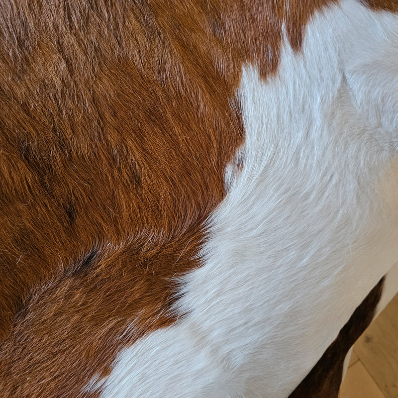 Brindle White Belly Cowhide Rug Size 7'6" L x 6'1" W 7988