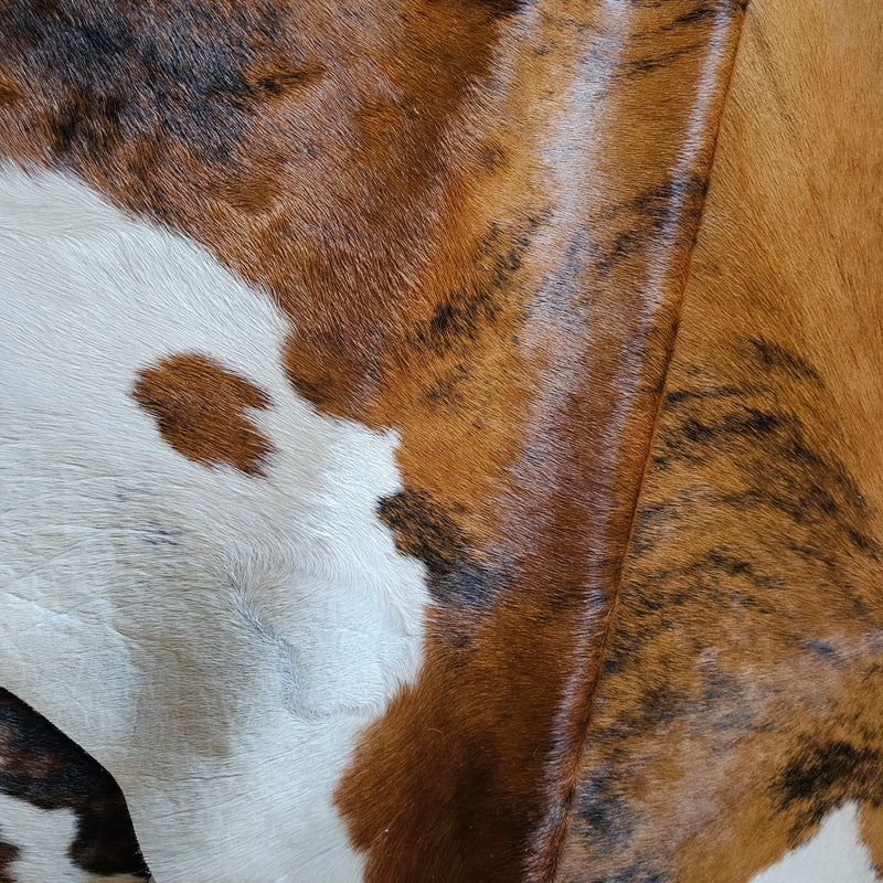 Brindle White Belly Cowhide Rug Size 8'4" L x 7'9" W 7989