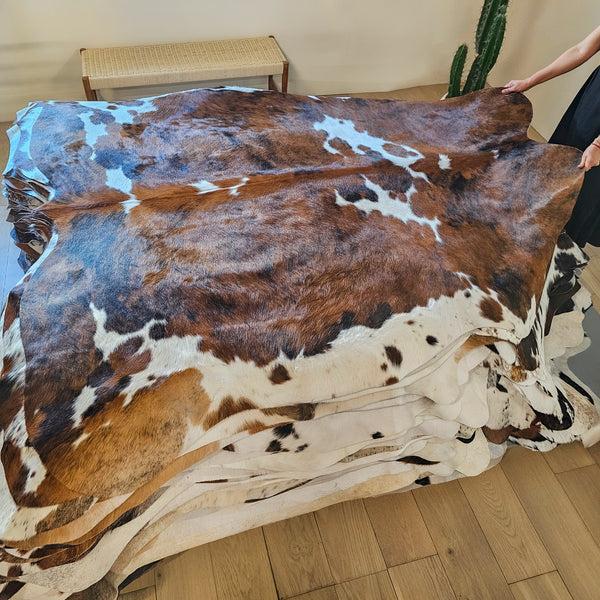 Tricolor Cowhide Rug Size 6'11" L x 6'2" W 8001