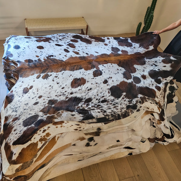 Tricolor Cowhide Rug Size 7'3" L x 6'0" W 8002