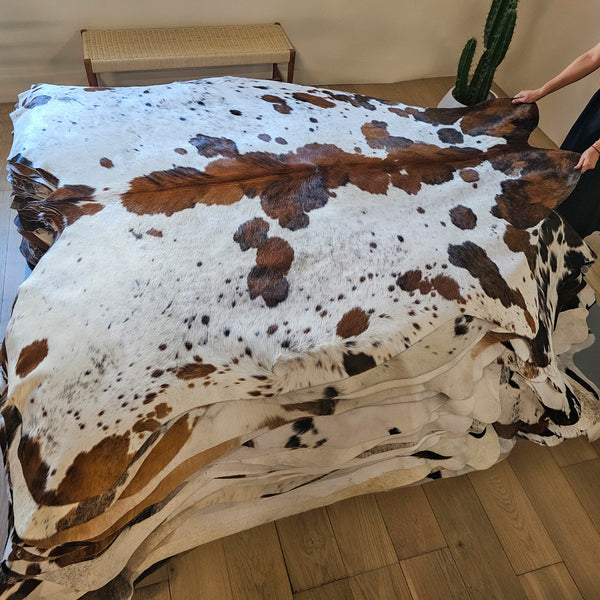 Tricolor Cowhide Rug Size 7'4" L x 7'0" W 8004