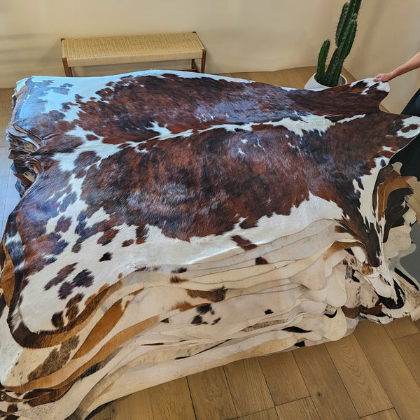 Tricolor Cowhide Rug Size 7'4" L x 6'2" W 8007