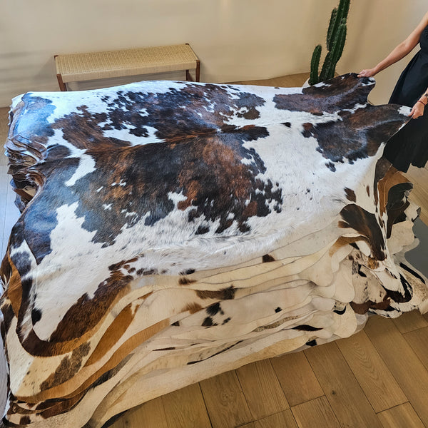 Tricolor Cowhide Rug Size 7'5" L x 6'2" W 8008