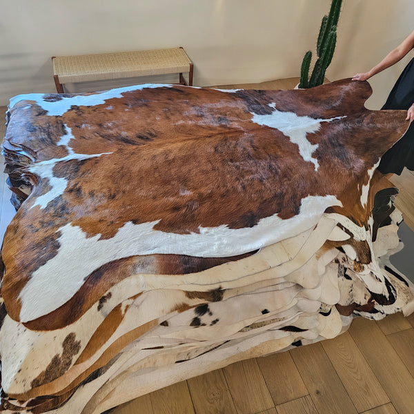 Tricolor Cowhide Rug Size 7'5" L x 6'6" W 8010