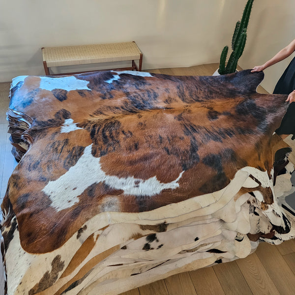 Tricolor Cowhide Rug Size 7'4" L x 6'2" W 8011