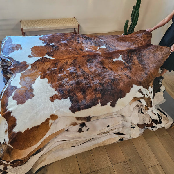 Tricolor Cowhide Rug Size 7'9" L x 6'9" W 8013