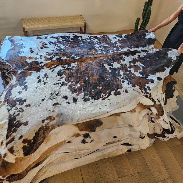 Tricolor Cowhide Rug Size 7'1" L x 6'8" W 8014