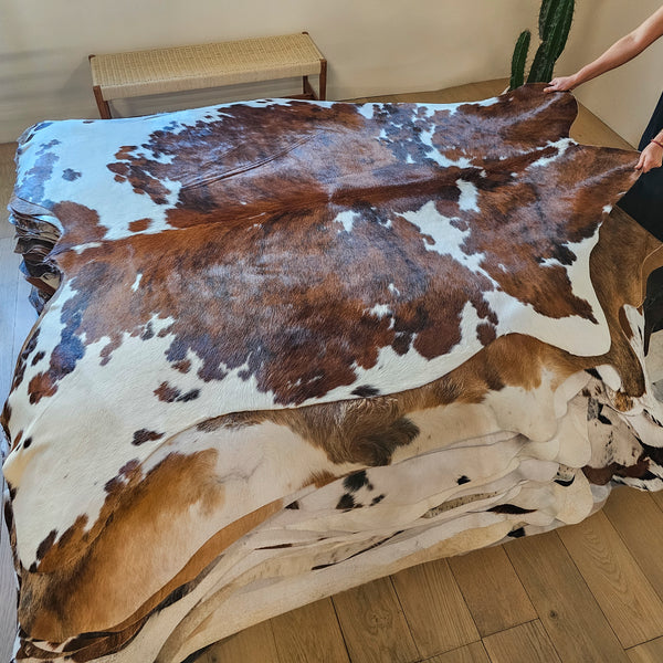 Tricolor Cowhide Rug Size 6'10" L x 6'4" W 8016