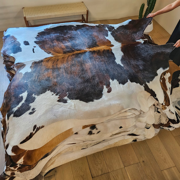 Tricolor Cowhide Rug Size 6'10" L x 6'4" W 8018