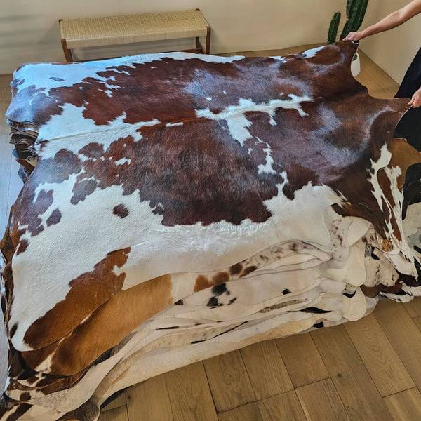 Tricolor Cowhide Rug Size 7'2" L x 6'6" W 8020