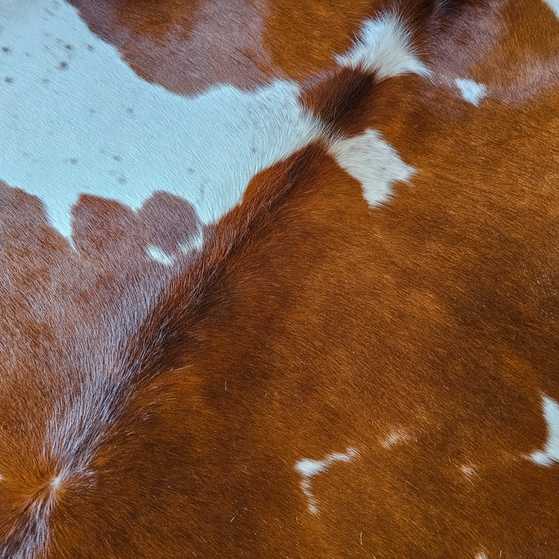 Brown and White Cowhide Rug Size 7'11" L x 7'0" W 8023