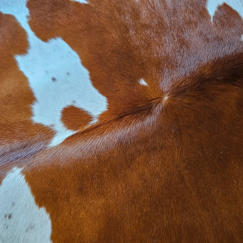 Brown and White Cowhide Rug Size 7'11" L x 7'0" W 8023