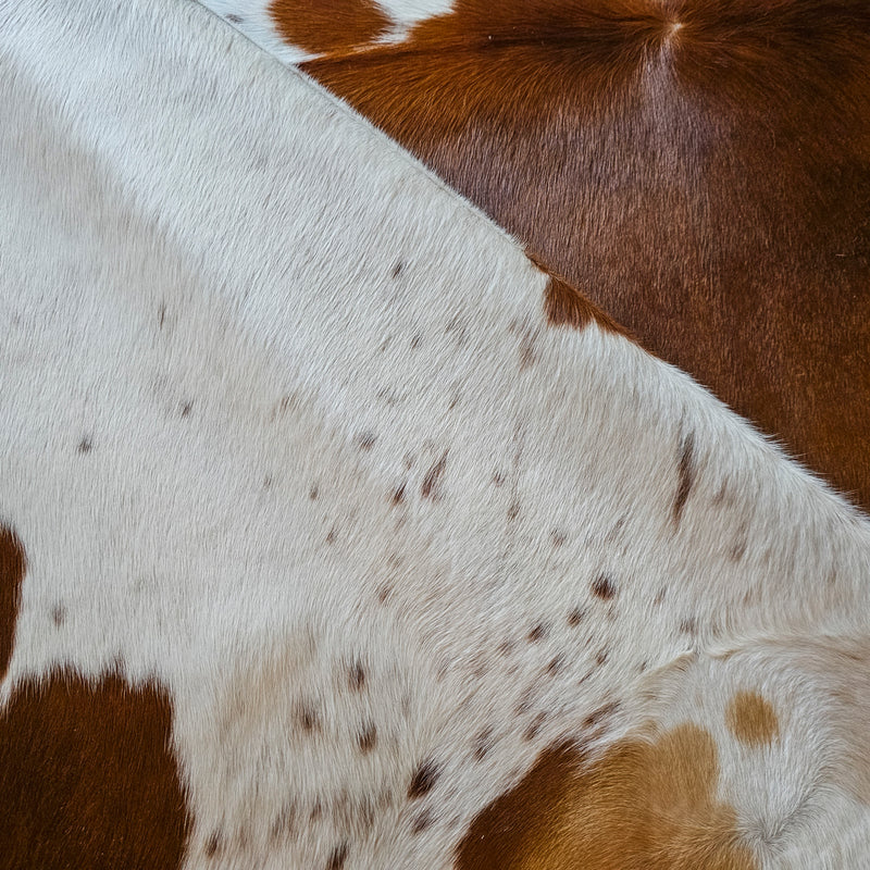 Brown and White Cowhide Rug Size 7'11" L x 7'0" W 8023