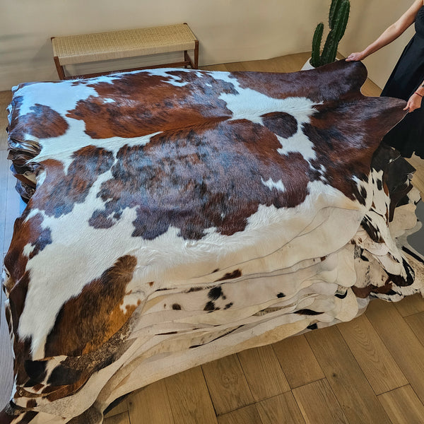 Tricolor Cowhide Rug Size 7'5" L x 6'7" W 8025