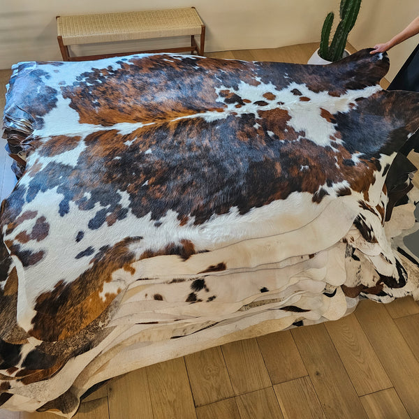 Tricolor Cowhide Rug Size 7'6" L x 6'3" W 8026