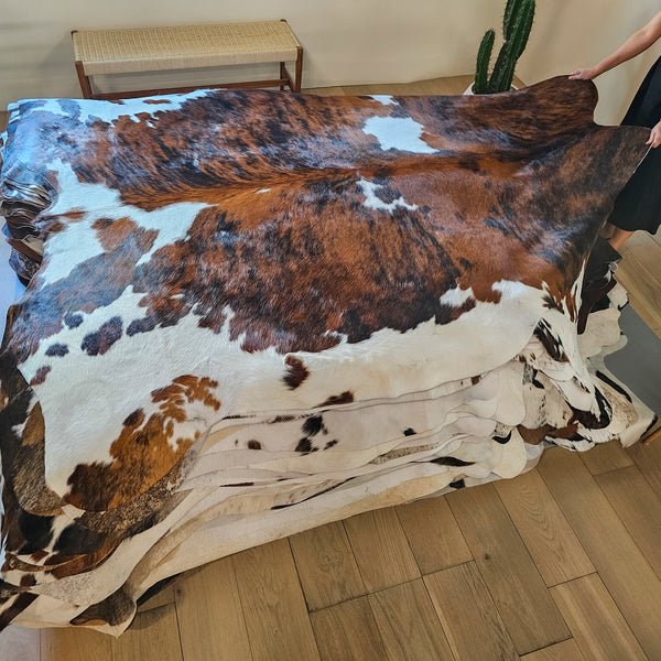 Tricolor Cowhide Rug Size 8'0" L x 7'2" W 8027