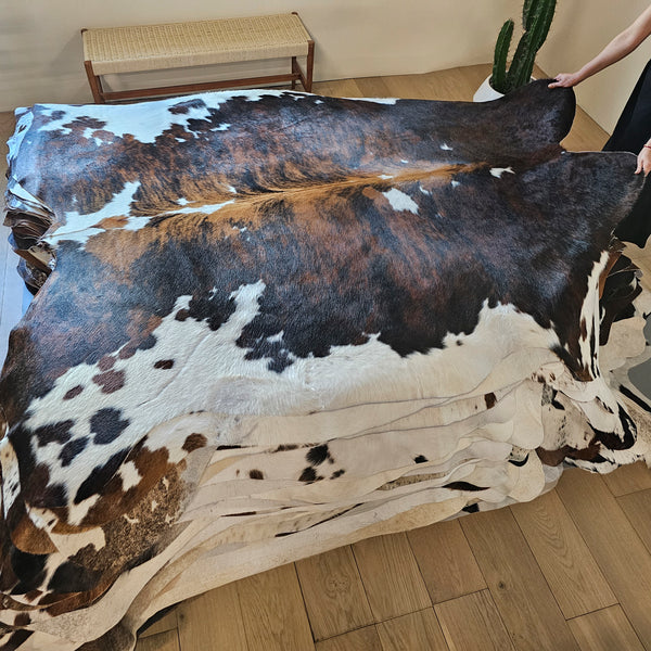 Tricolor Cowhide Rug Size 7'5" L x 6'4" W 8030