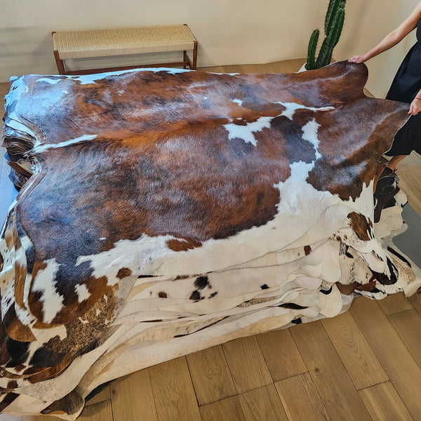 Tricolor Cowhide Rug Size 7'4" L x 6'3" W 8031