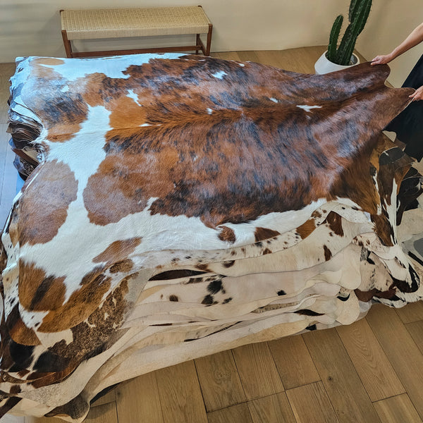 Tricolor Cowhide Rug Size 7'1" L x 6'0" W 8033