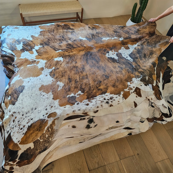 Tricolor Cowhide Rug Size 7'2" L x 6'6" W 8034