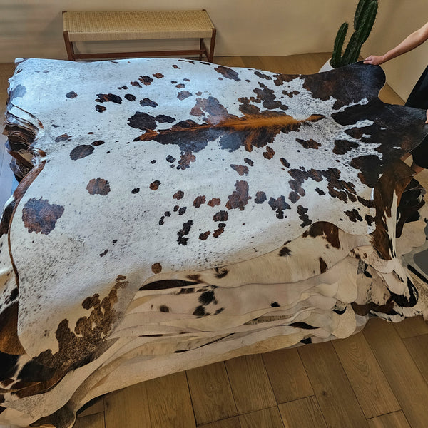 Tricolor Cowhide Rug Size 7'2" L x 6'7" W 8035