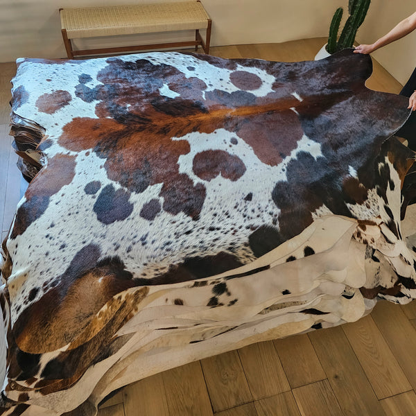 Tricolor Cowhide Rug Size 7'1" L x 6'4" W 8037