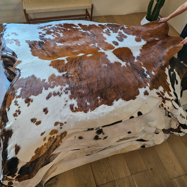 Tricolor Cowhide Rug Size 6'10" L x 6'4" W 8038