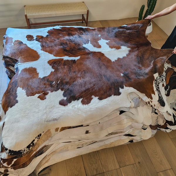 Tricolor Cowhide Rug Size 7'0" L x 6'8" W 8045