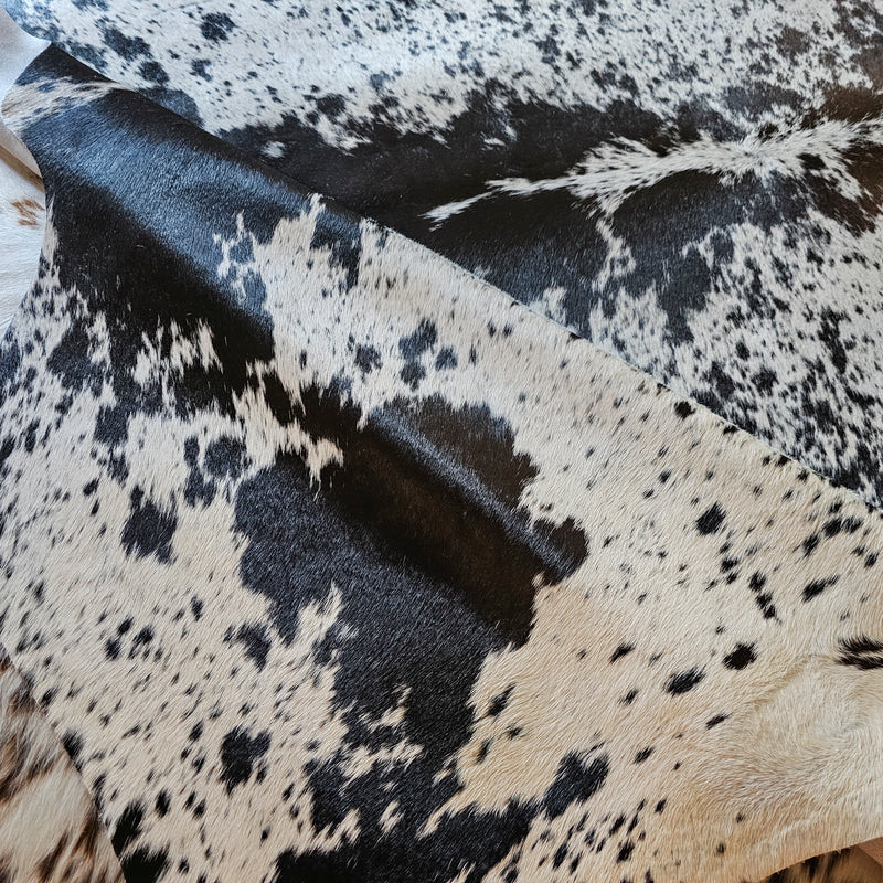 Black Salt and Pepper Cowhide Rug Size 7'2" L x 6'8" W 8046