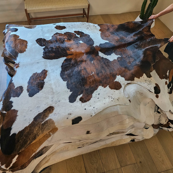 Tricolor Cowhide Rug Size 6'8" L x 6'5" W 8051