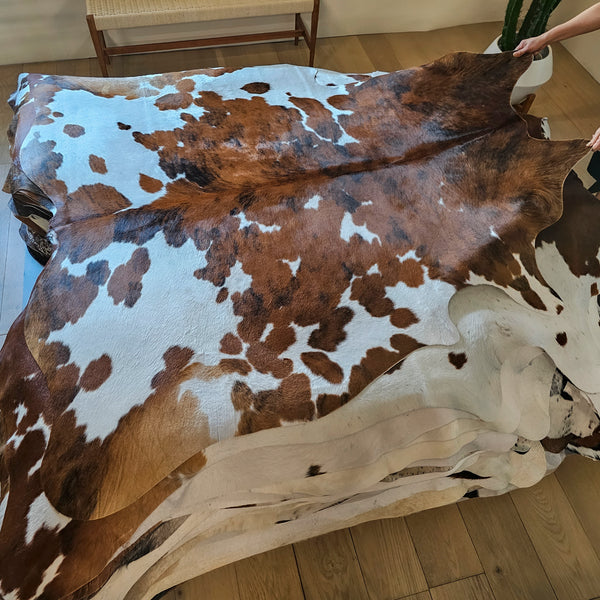 Tricolor Cowhide Rug Size 6'3" L x 6'1" W 8052