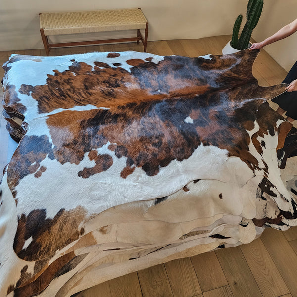 Tricolor Cowhide Rug Size 7'0" L x 6'4" W 8055