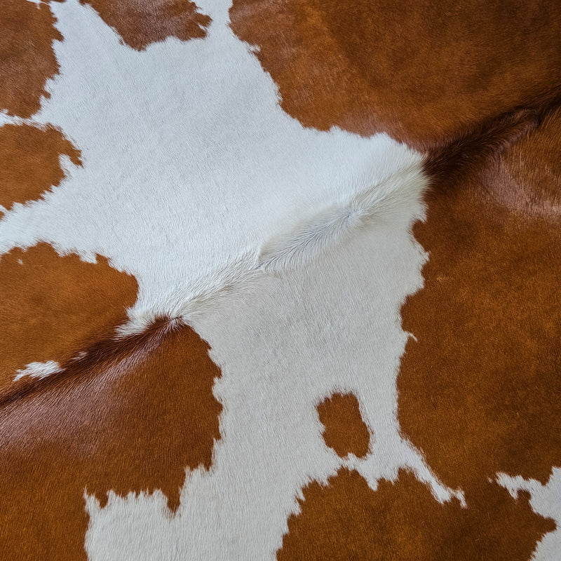 Brown and White Cowhide Rug Size 8'5" L x 6'10" W 8059