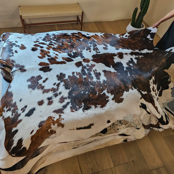 Tricolor Cowhide Rug Size 7'10" L x 6'9" W 8065