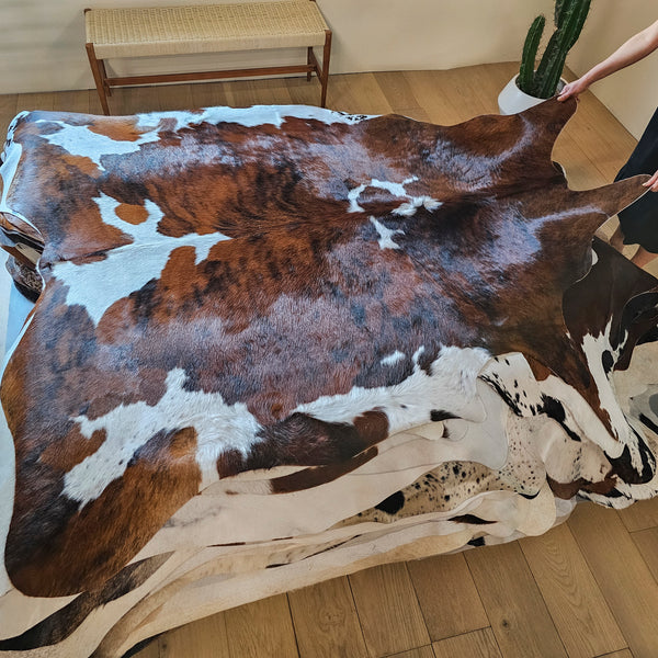 Tricolor Cowhide Rug Size 6'11" L x 6'5" W 8066