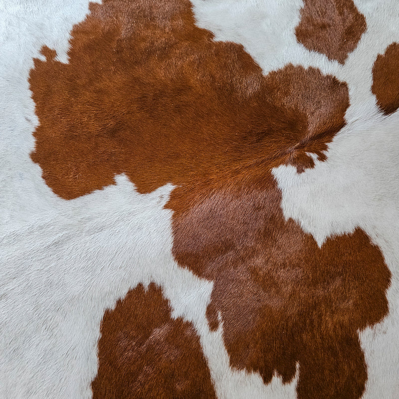 Brown and White Cowhide Rug Size 8'4" L x 7'1" W 8071