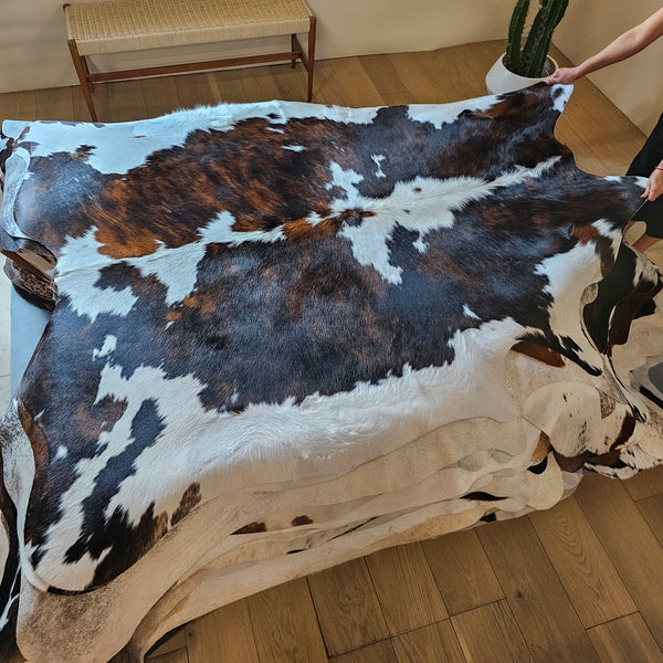 Tricolor Cowhide Rug Size 7'0" L x 6'4" W 8078