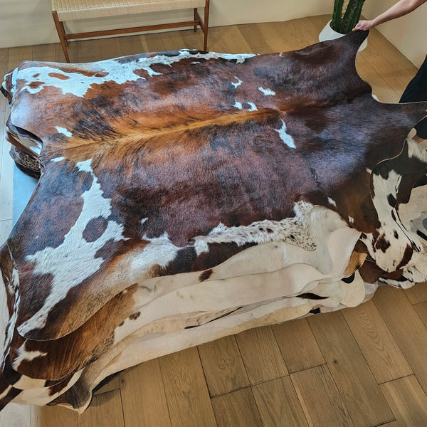 Tricolor Cowhide Rug Size 7'2" L x 6'2" W 8084