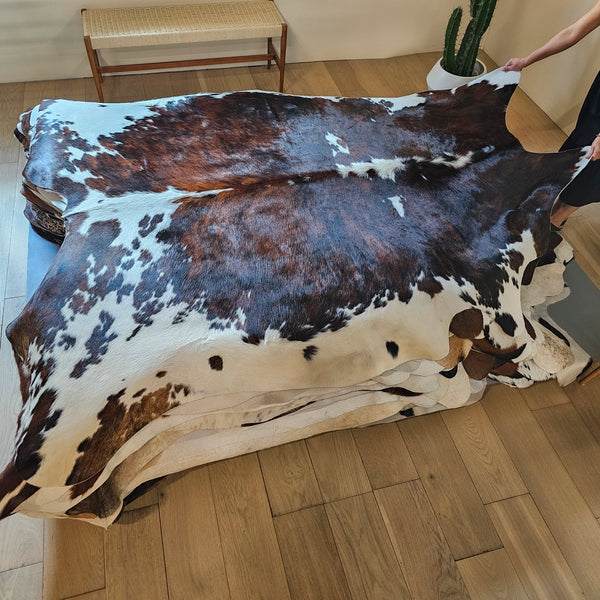 Tricolor Cowhide Rug Size 8'0" L x 7'2" W 8089