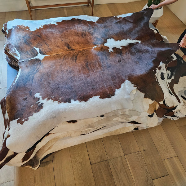 Tricolor Cowhide Rug Size 6'9" L x 6'8" W 8090