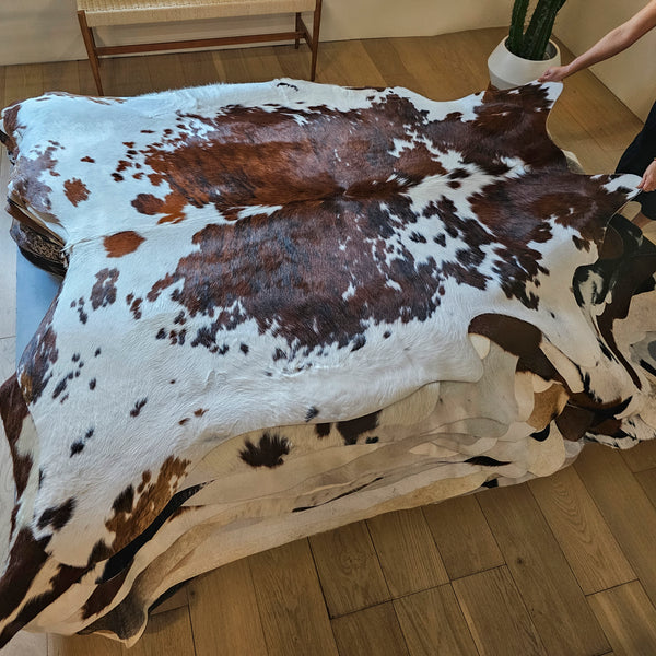 Tricolor Cowhide Rug Size 7'1" L x 6'6" W 8091