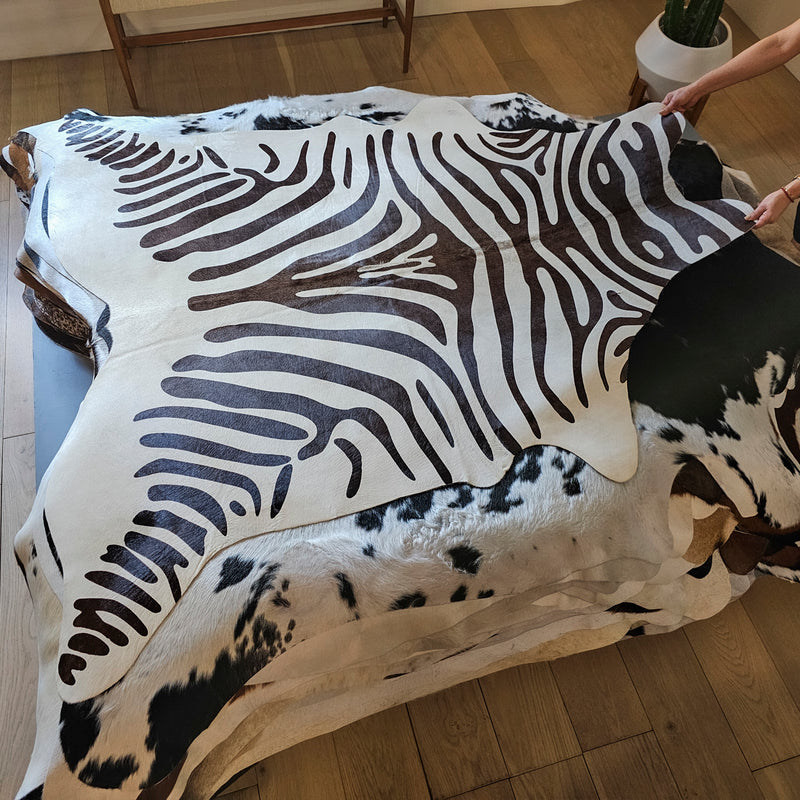 Zebra Cowhide Rug Size 6'0" L x 4'2" W 8093